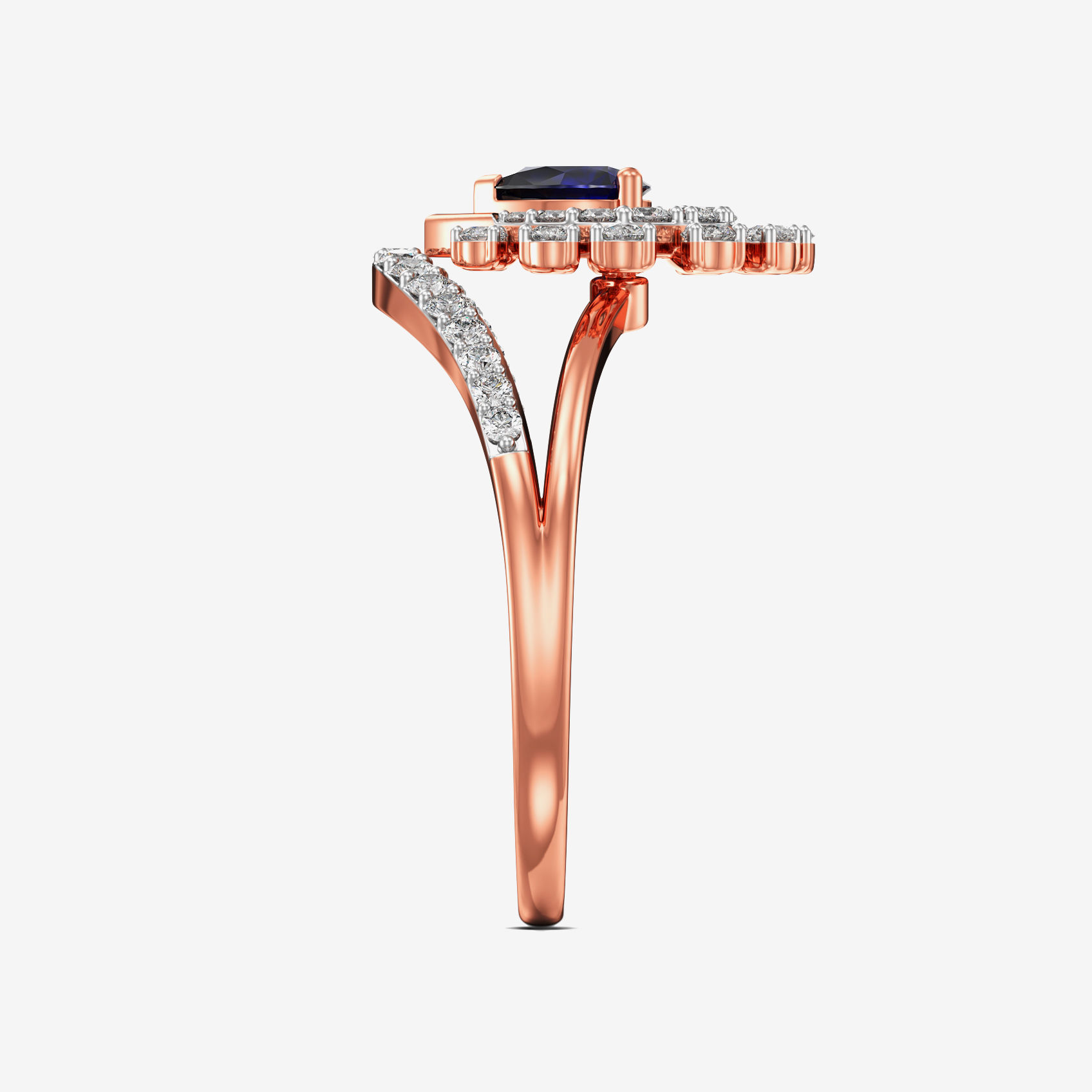 Timeless Glamor Bluestone Rosegold Diamond Ring alternate view 3