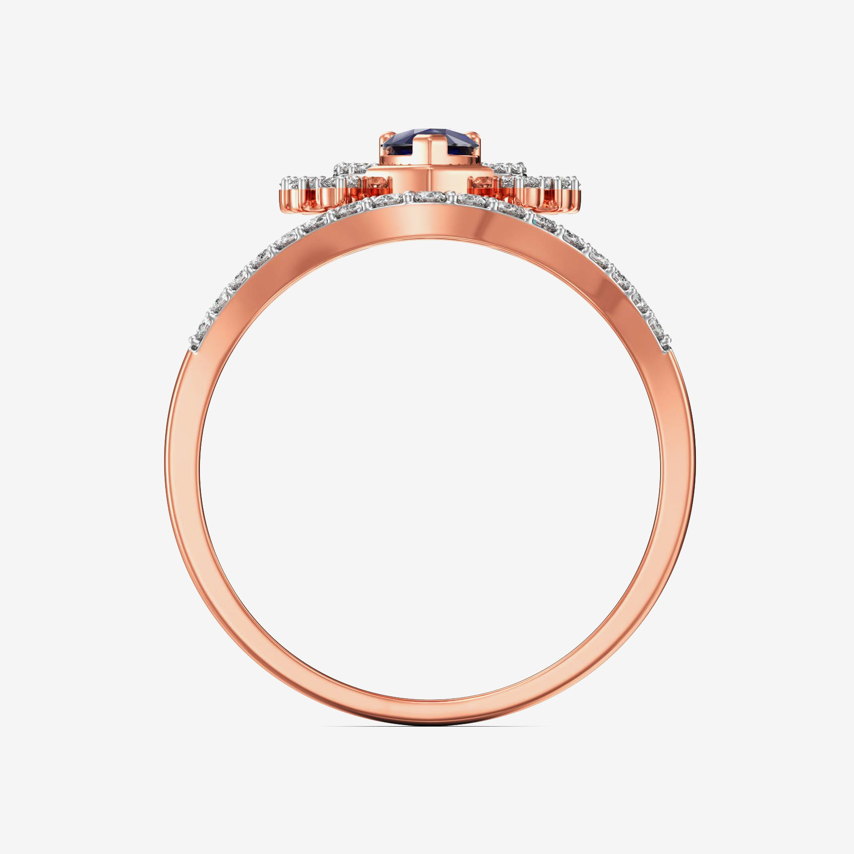 Timeless Glamor Bluestone Rosegold Diamond Ring image