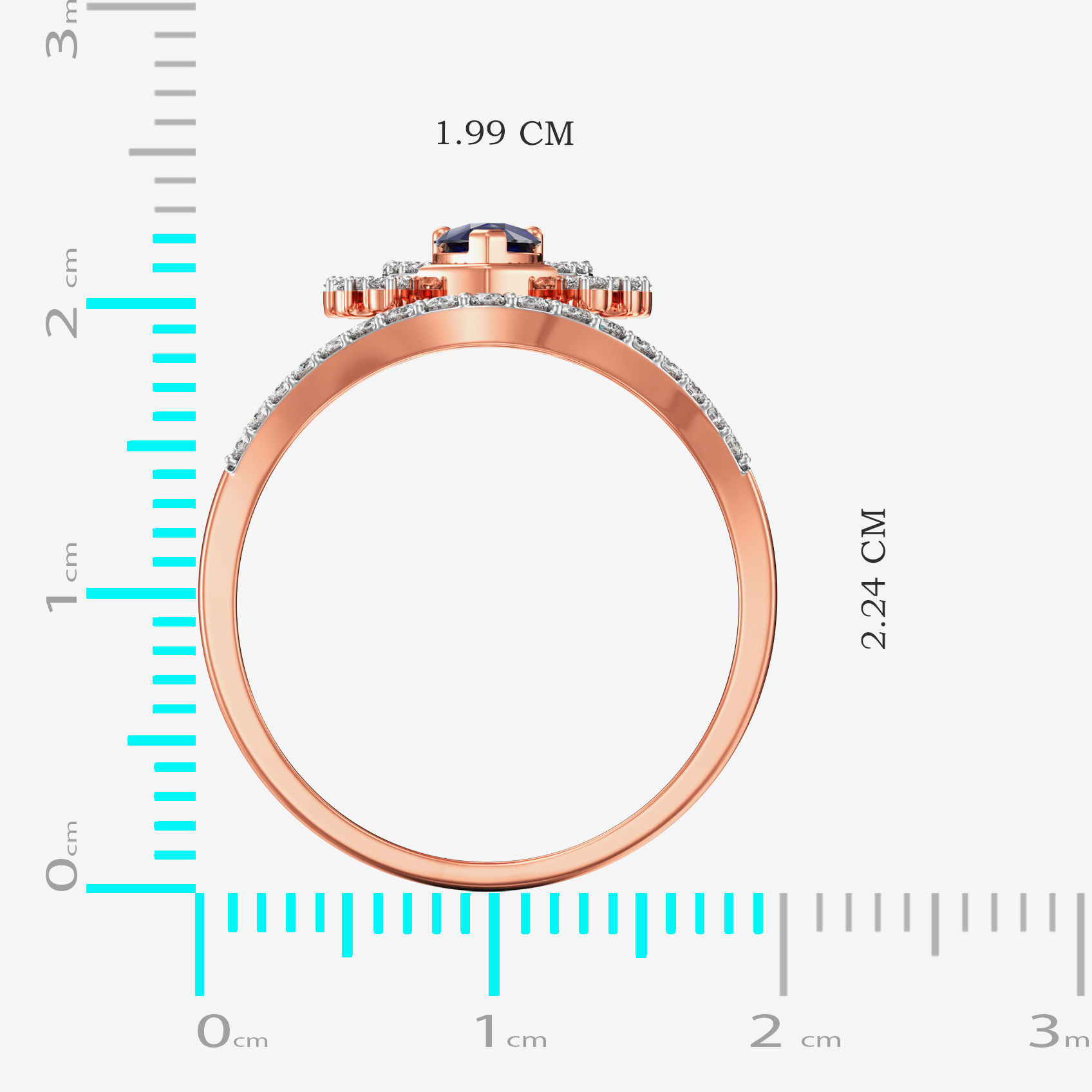Timeless Glamor Bluestone Rosegold Diamond Ring image