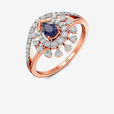 Timeless Glamor Bluestone Rosegold Diamond Ring alternate view 1