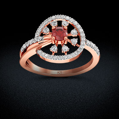 Radiant Red Vintage rosegold Diamond Ring alternate view 2