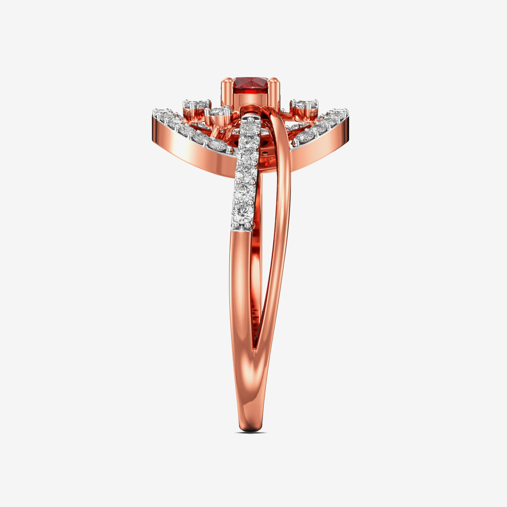 Radiant Red Vintage rosegold Diamond Ring alternate view 3