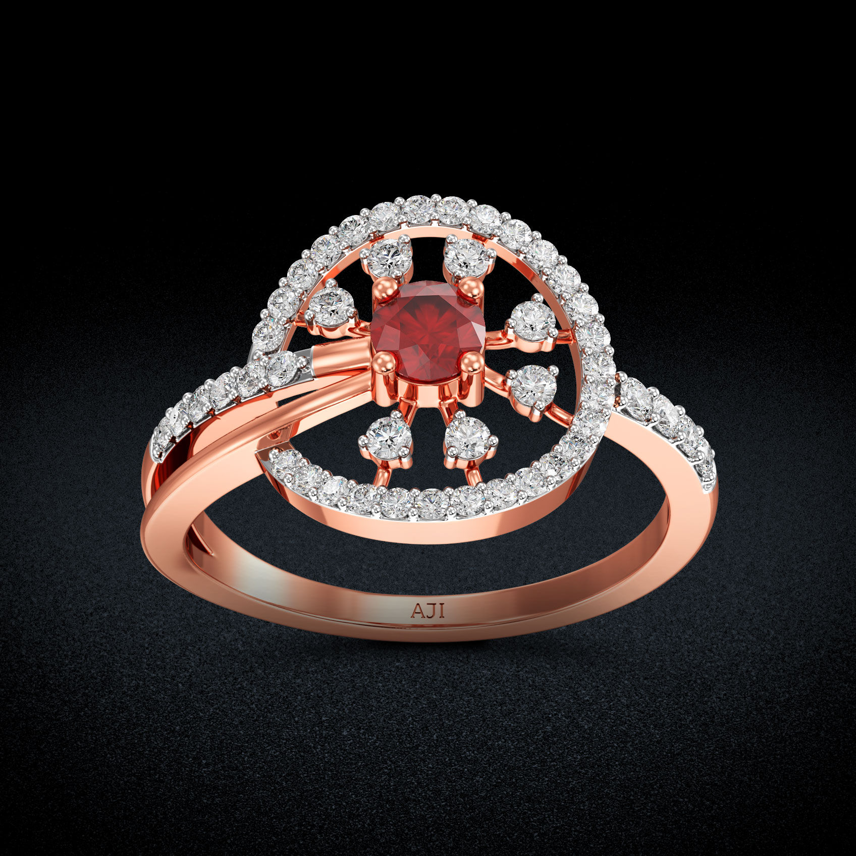 Radiant Red Vintage rosegold Diamond Ring image