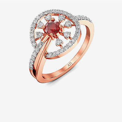 Radiant Red Vintage rosegold Diamond Ring alternate view 1