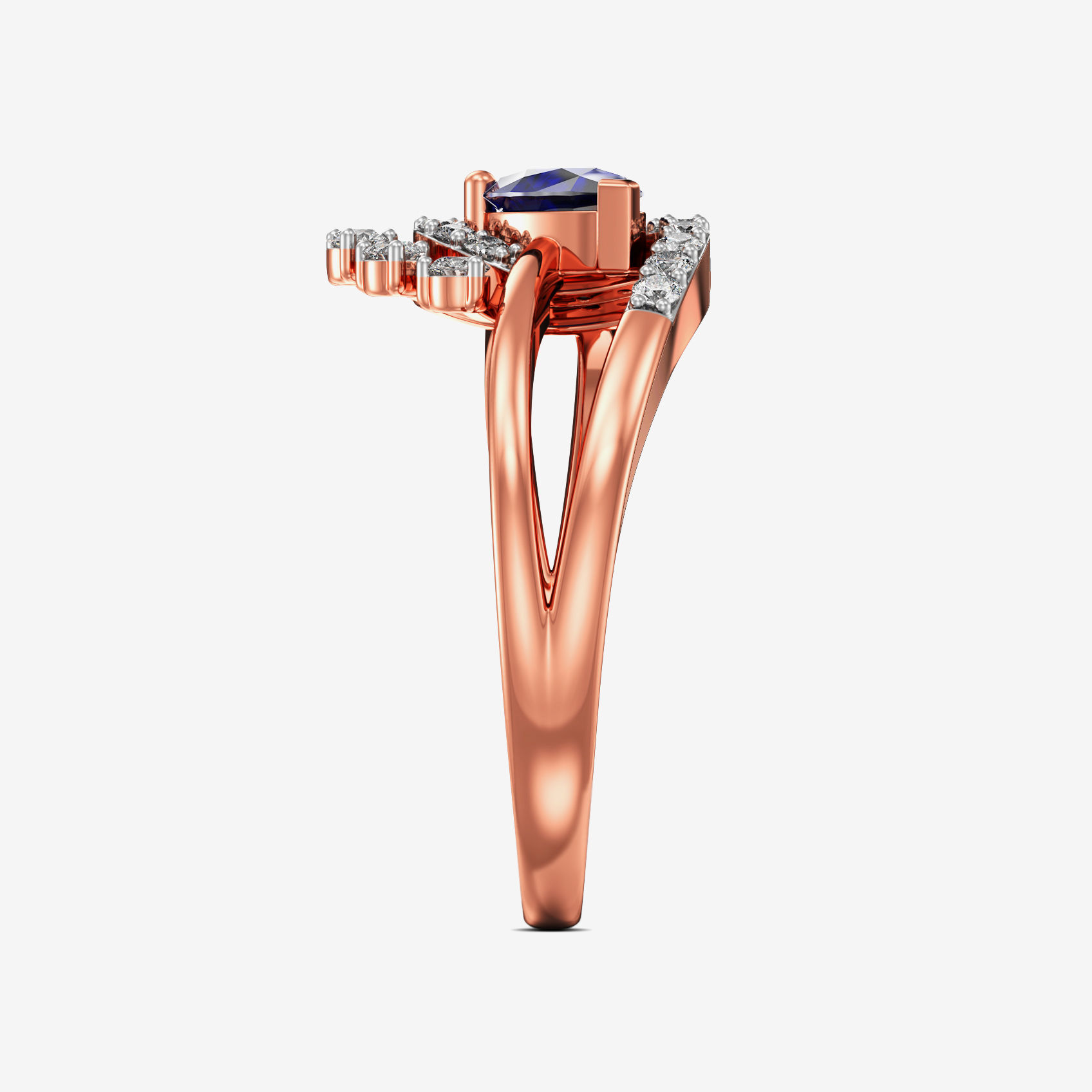 Baguette Starlight Bluestone Rosegold Diamond Ring alternate view 3