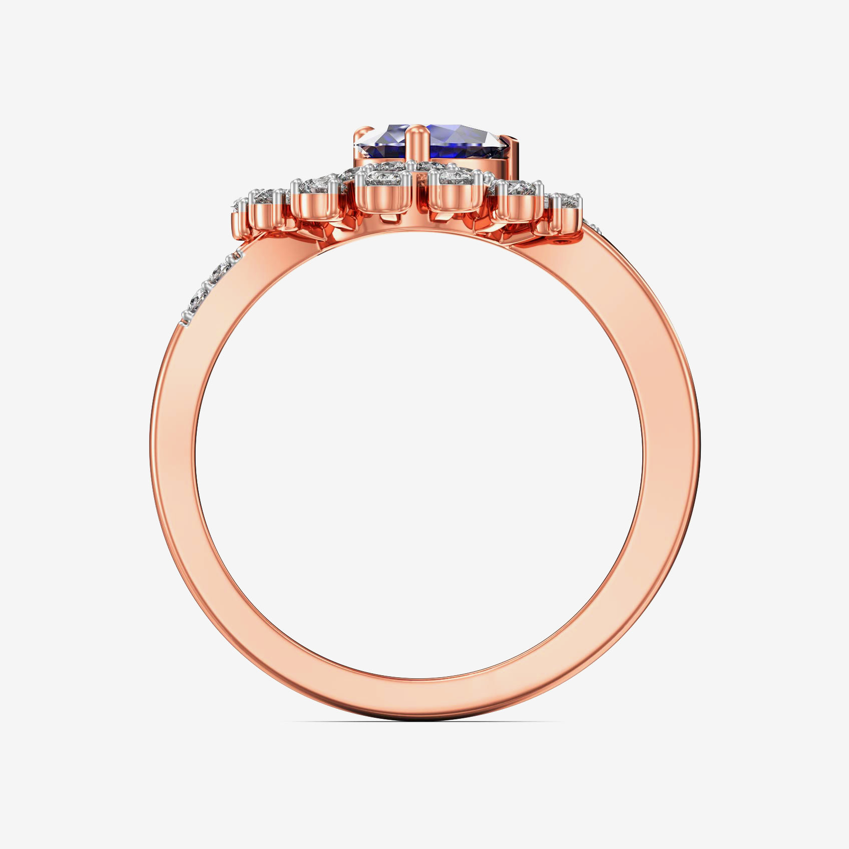 Baguette Starlight Bluestone Rosegold Diamond Ring image