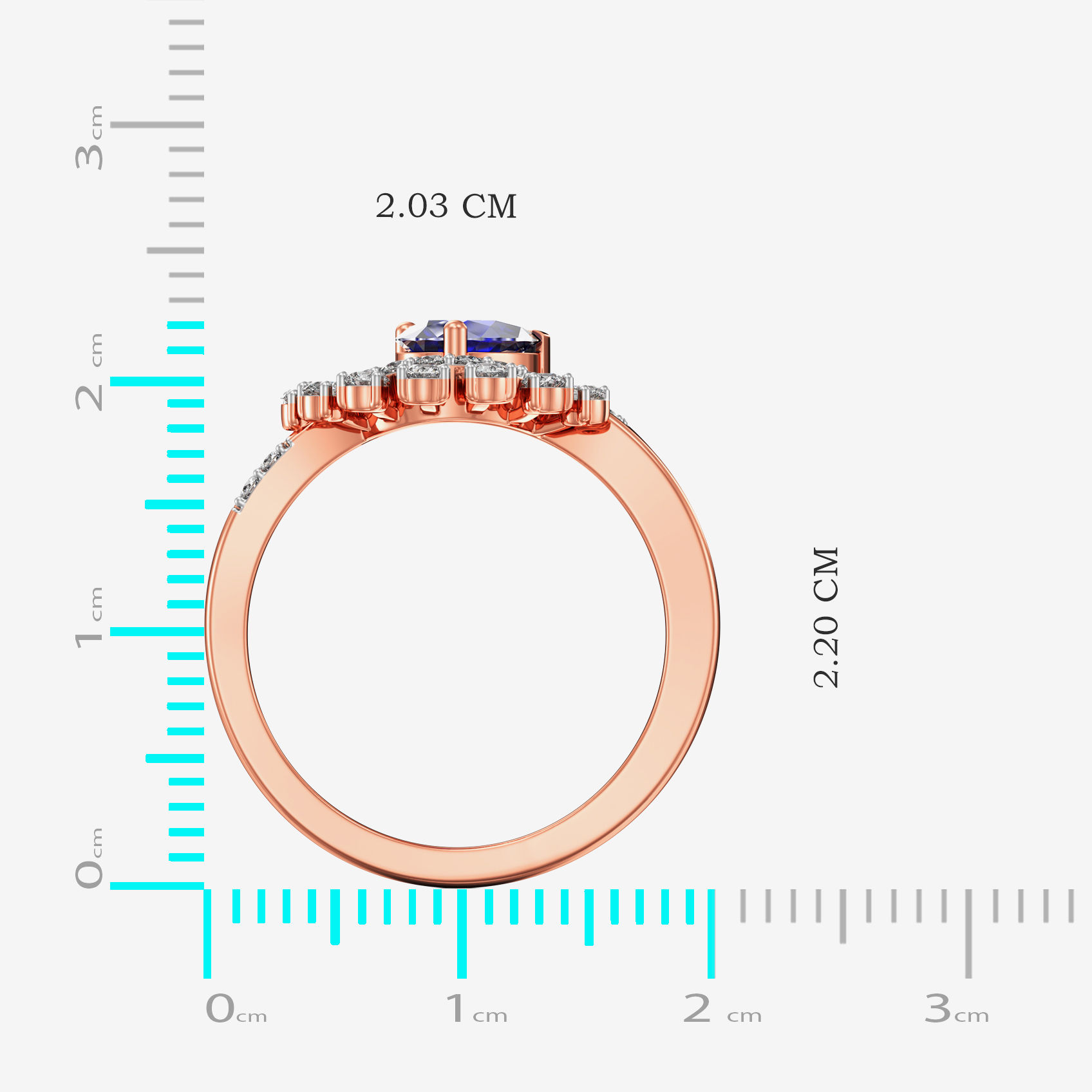 Baguette Starlight Bluestone Rosegold Diamond Ring image
