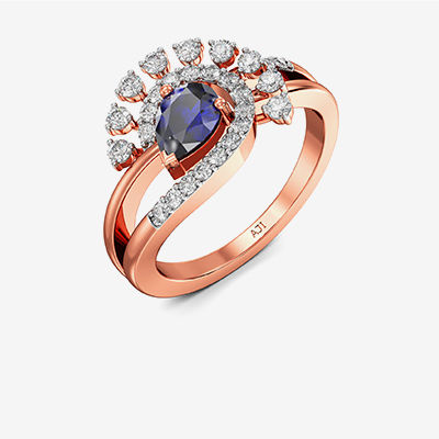 Baguette Starlight Bluestone Rosegold Diamond Ring alternate view 1