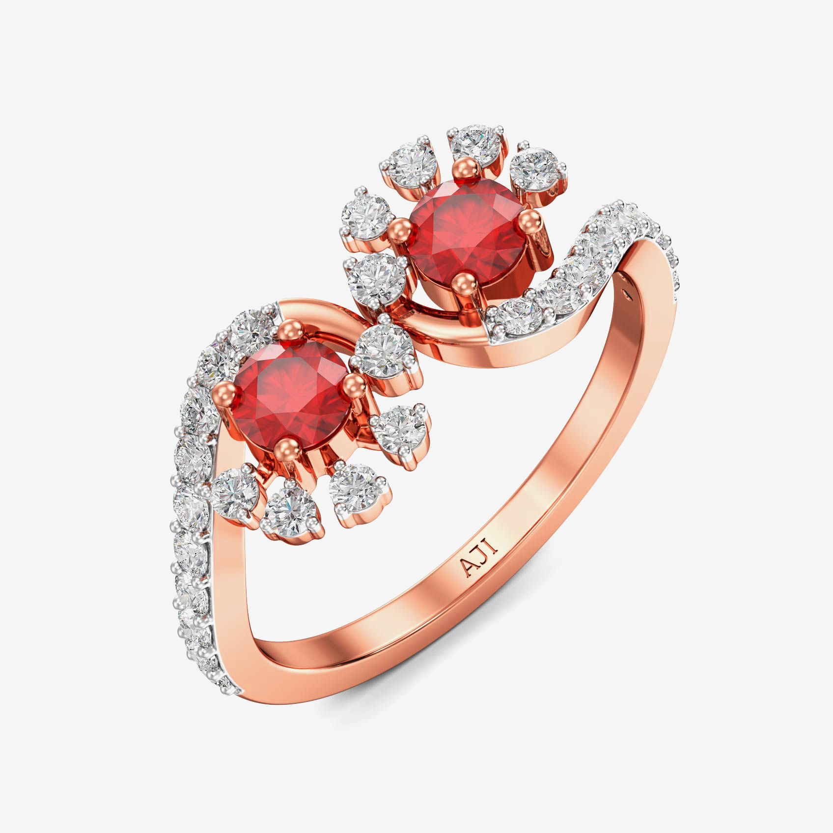 Nature Inspired Redstone Rosegold Diamond Ring