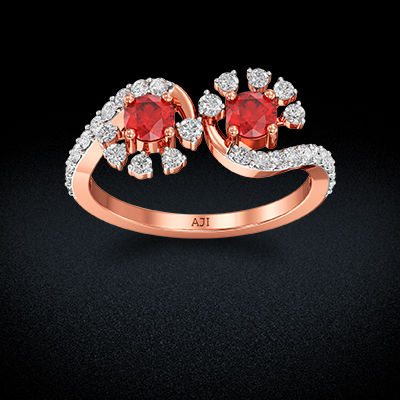 Nature Inspired Redstone Rosegold Diamond Ring alternate view 2