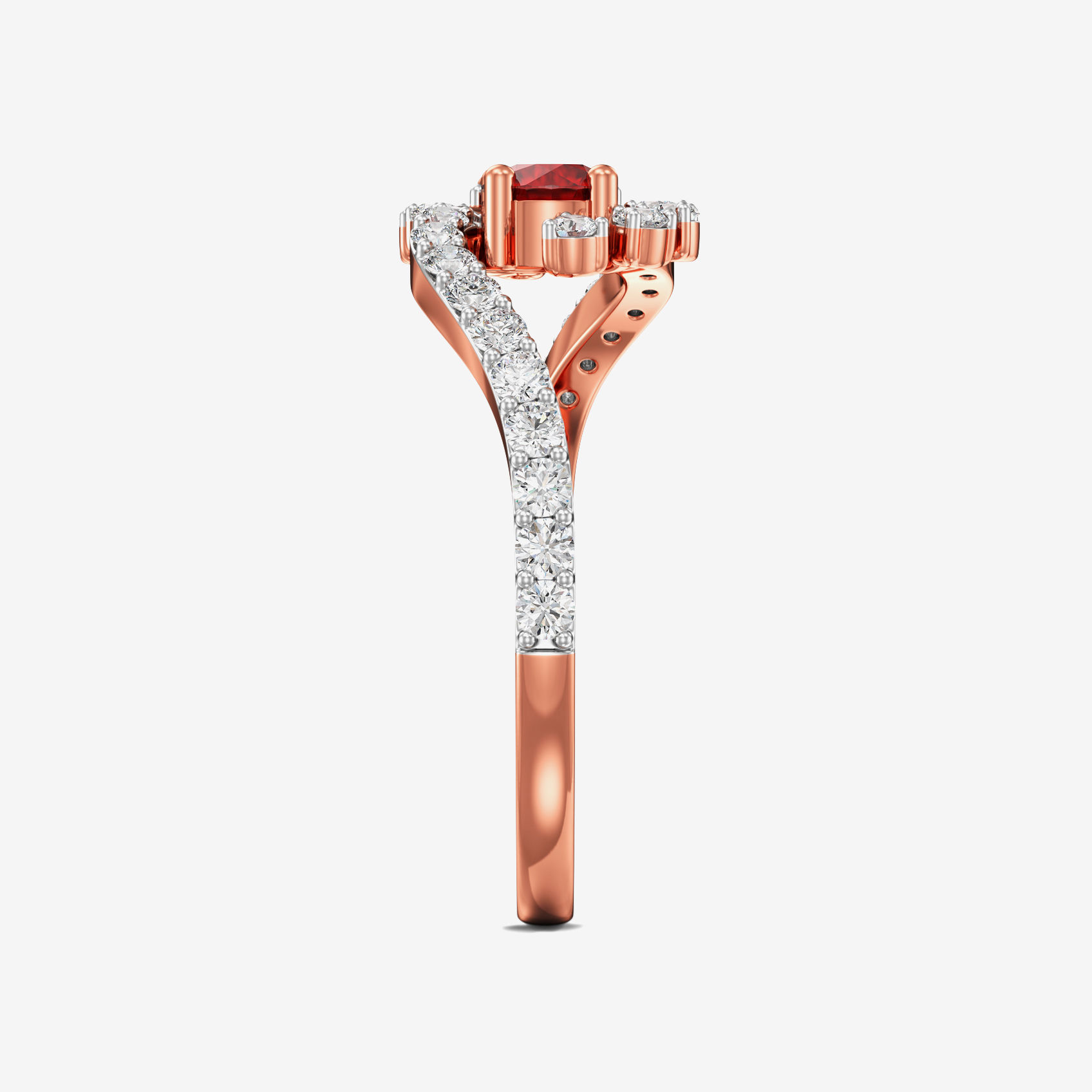 Nature Inspired Redstone Rosegold Diamond Ring alternate view 3