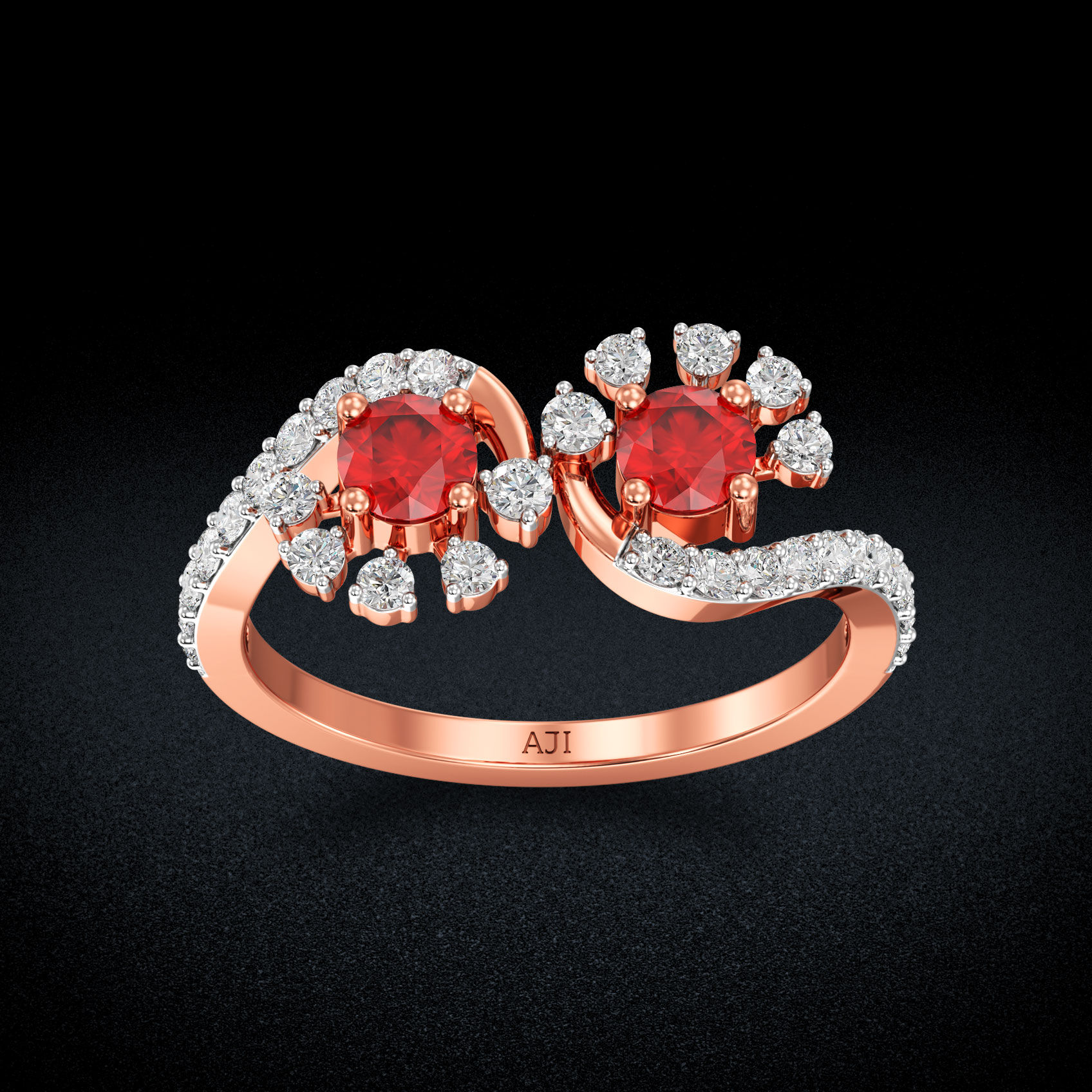 Nature Inspired Redstone Rosegold Diamond Ring image