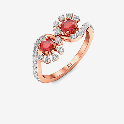 Nature Inspired Redstone Rosegold Diamond Ring alternate view 1