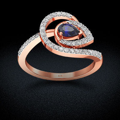 Elegant Embers Sparkling Bluestone rosegold diamond ring alternate view 2