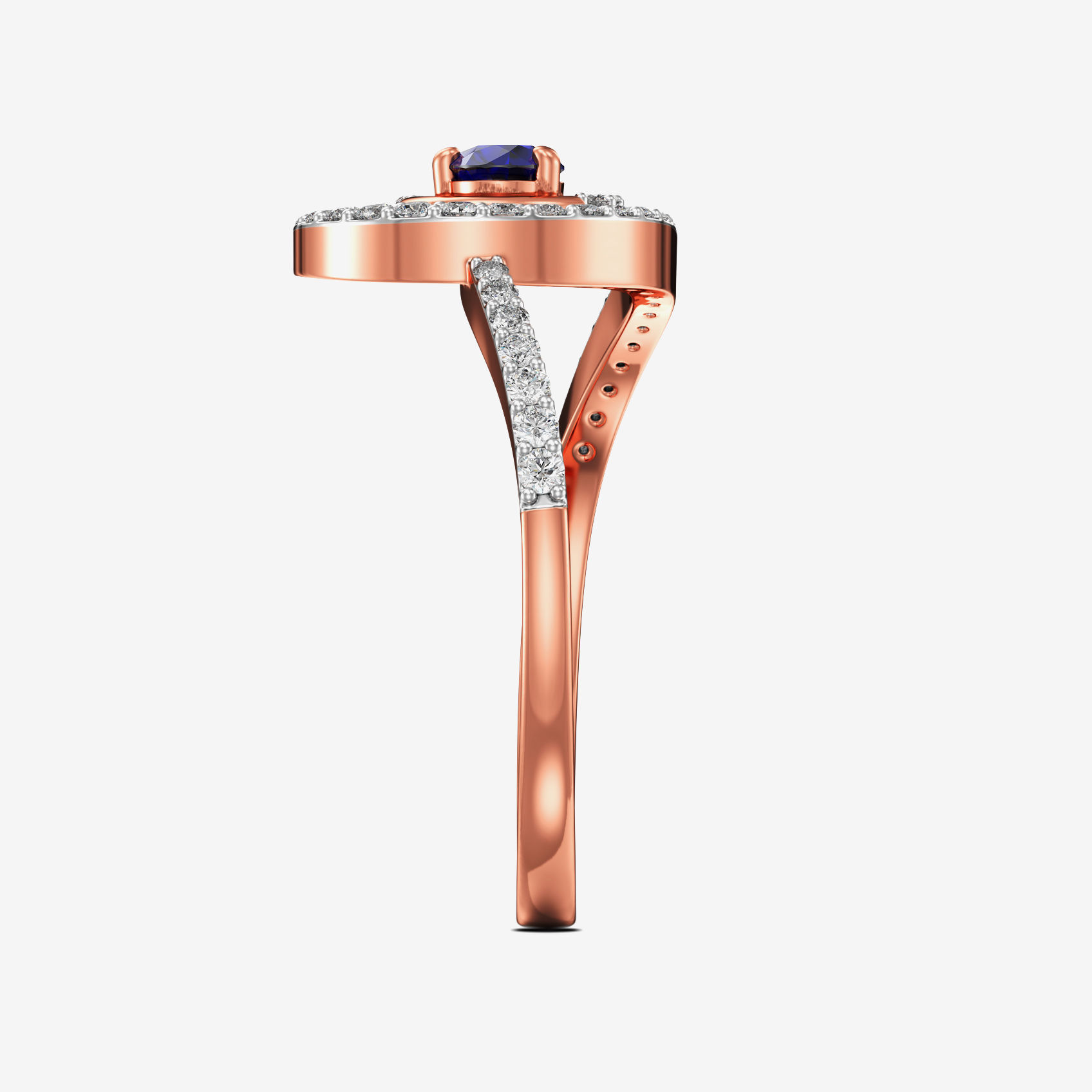 Elegant Embers Sparkling Bluestone rosegold diamond ring alternate view 3
