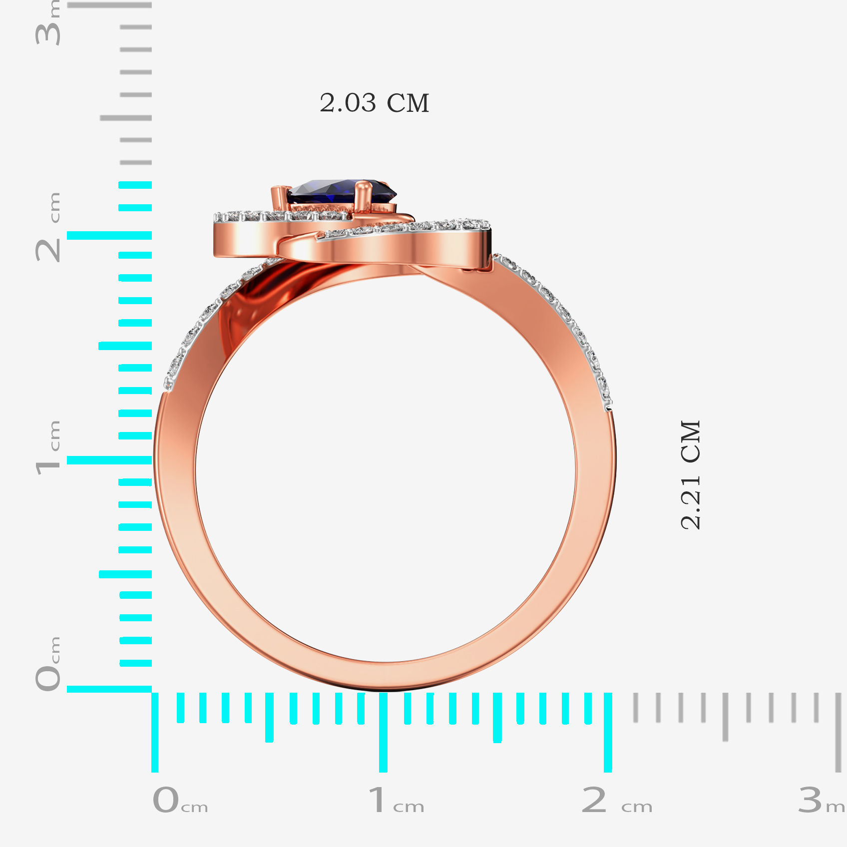 Elegant Embers Sparkling Bluestone rosegold diamond ring image