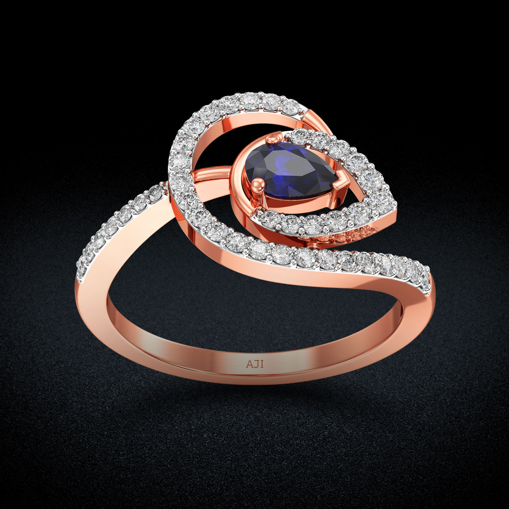 Elegant Embers Sparkling Bluestone rosegold diamond ring image