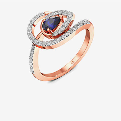 Elegant Embers Sparkling Bluestone rosegold diamond ring alternate view 1