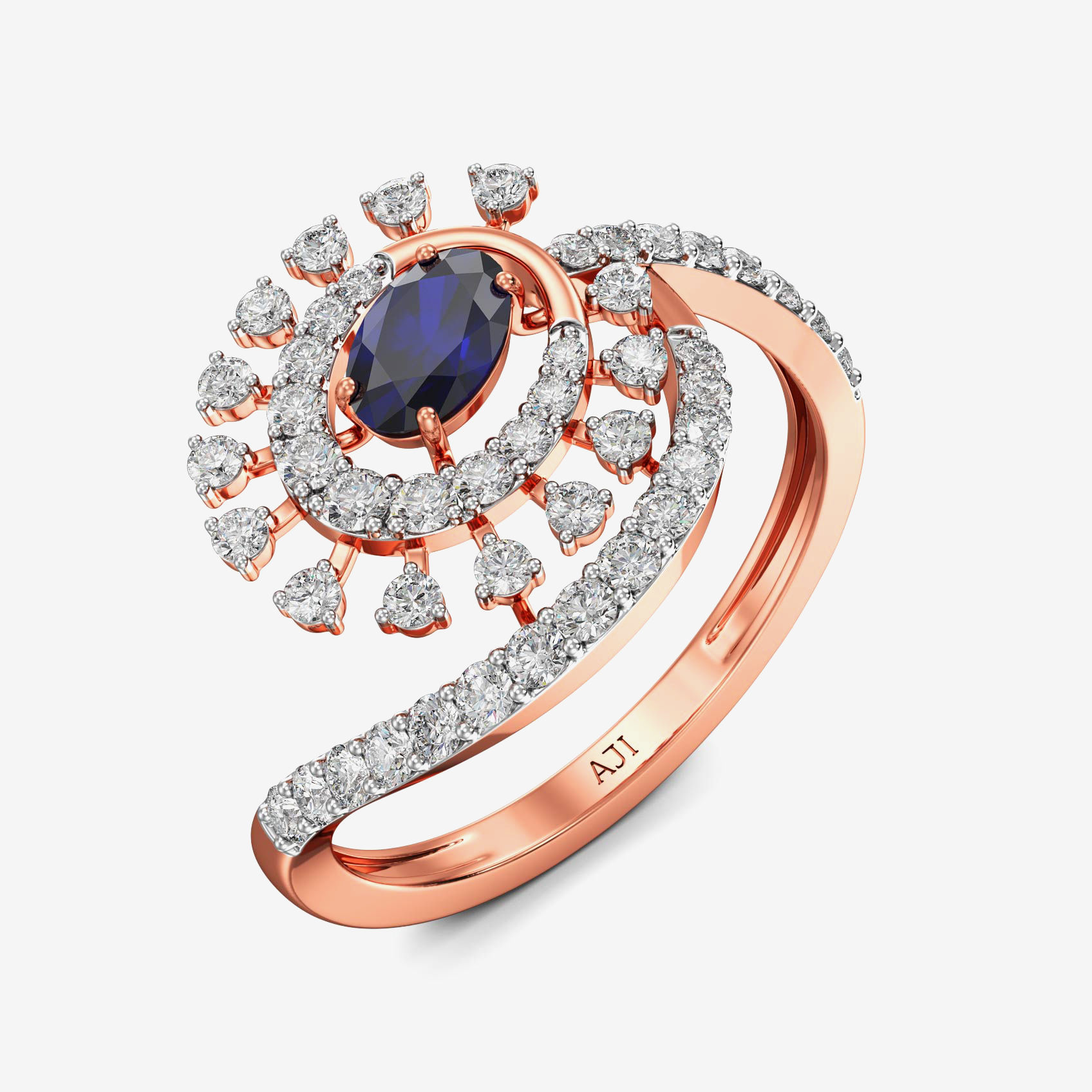 Celestial Rainlight Bluestone Rosegold diamond Ring