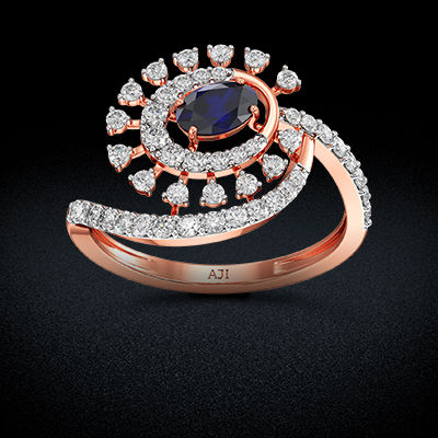 Celestial Rainlight Bluestone Rosegold diamond Ring alternate view 2
