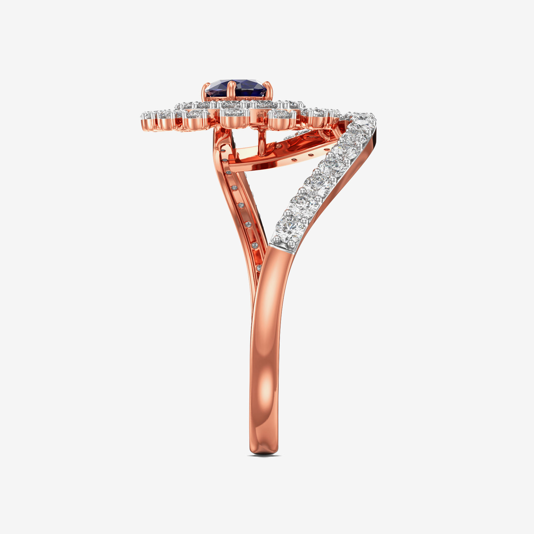 Celestial Rainlight Bluestone Rosegold diamond Ring alternate view 3