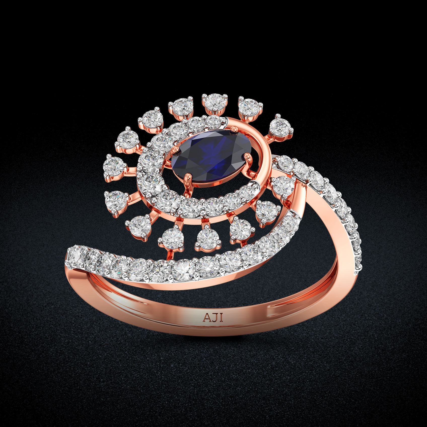 Celestial Rainlight Bluestone Rosegold diamond Ring image