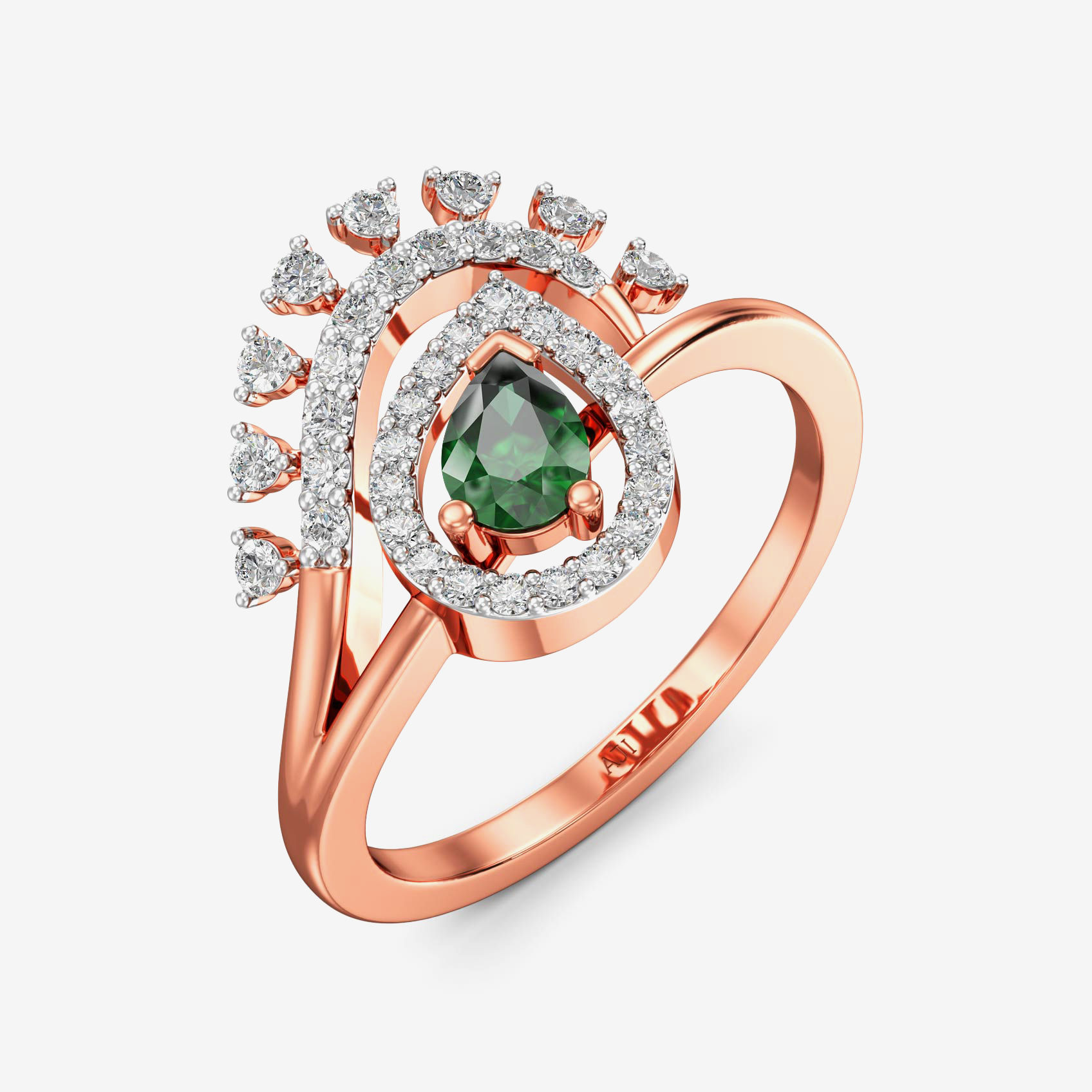 Majestic Eternal time greenstone diamond ring