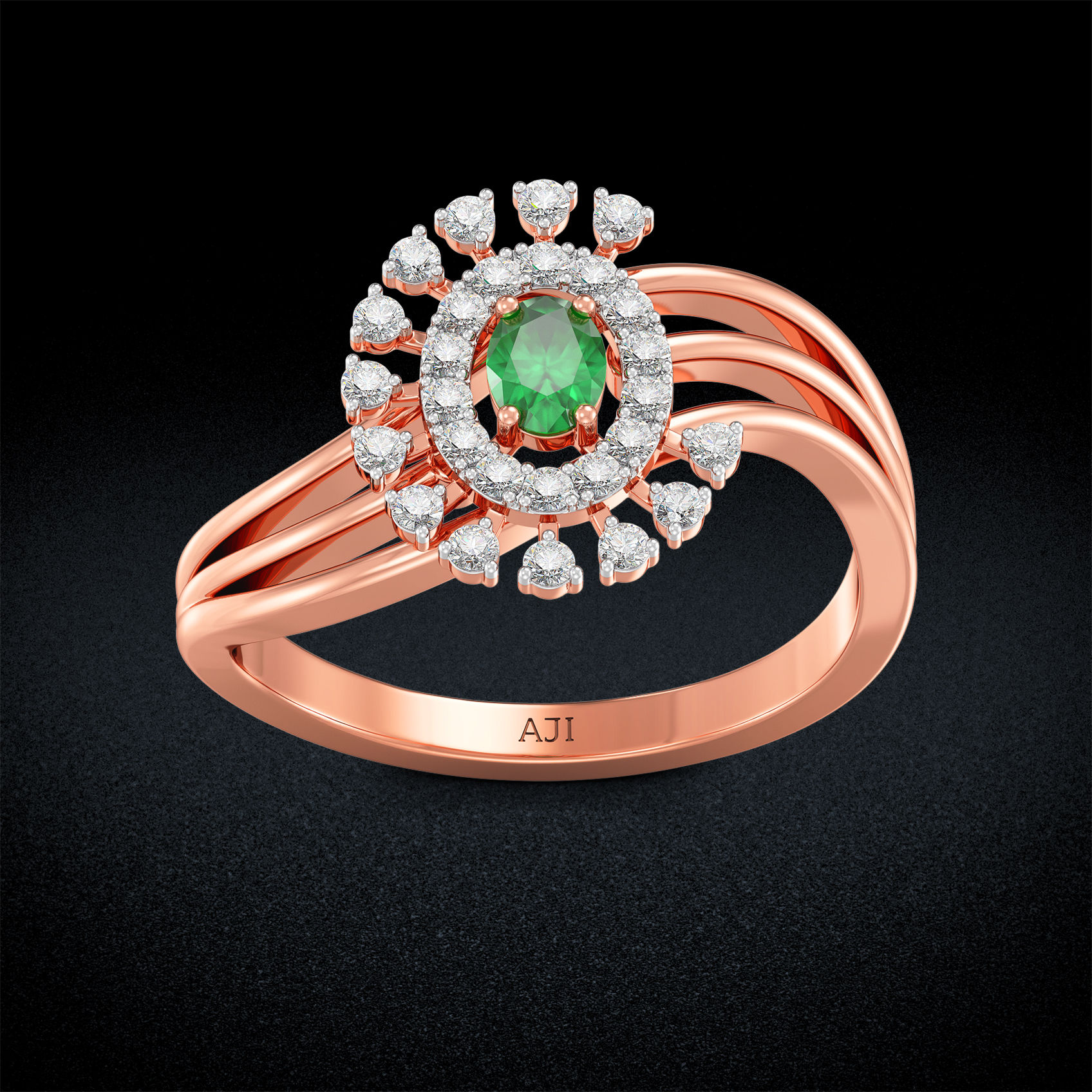 Brilliant Blossom Stunning Greenstone Diamond Ring image