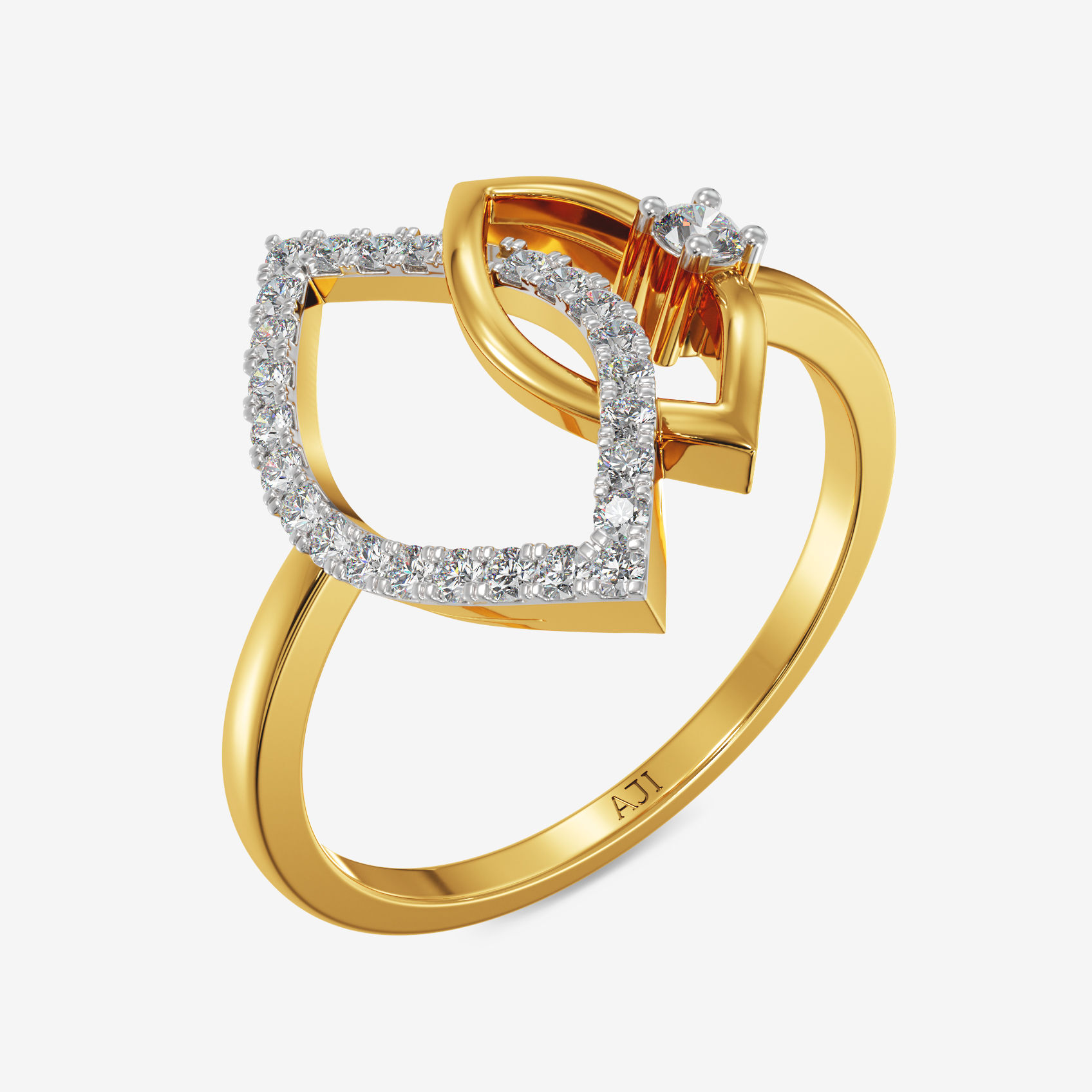 Integrated Leaf Diamond Ring