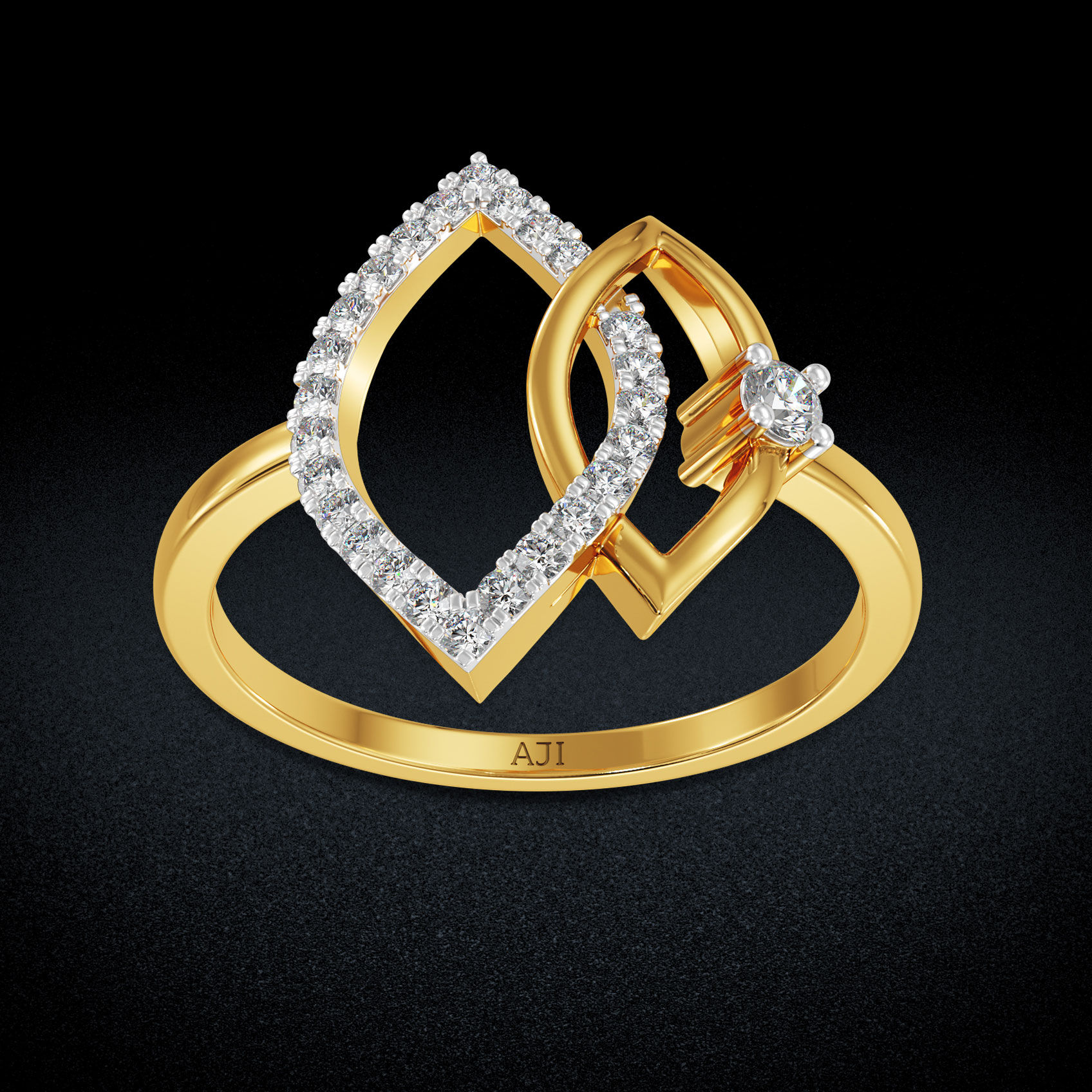 Integrated Leaf Diamond Ring image