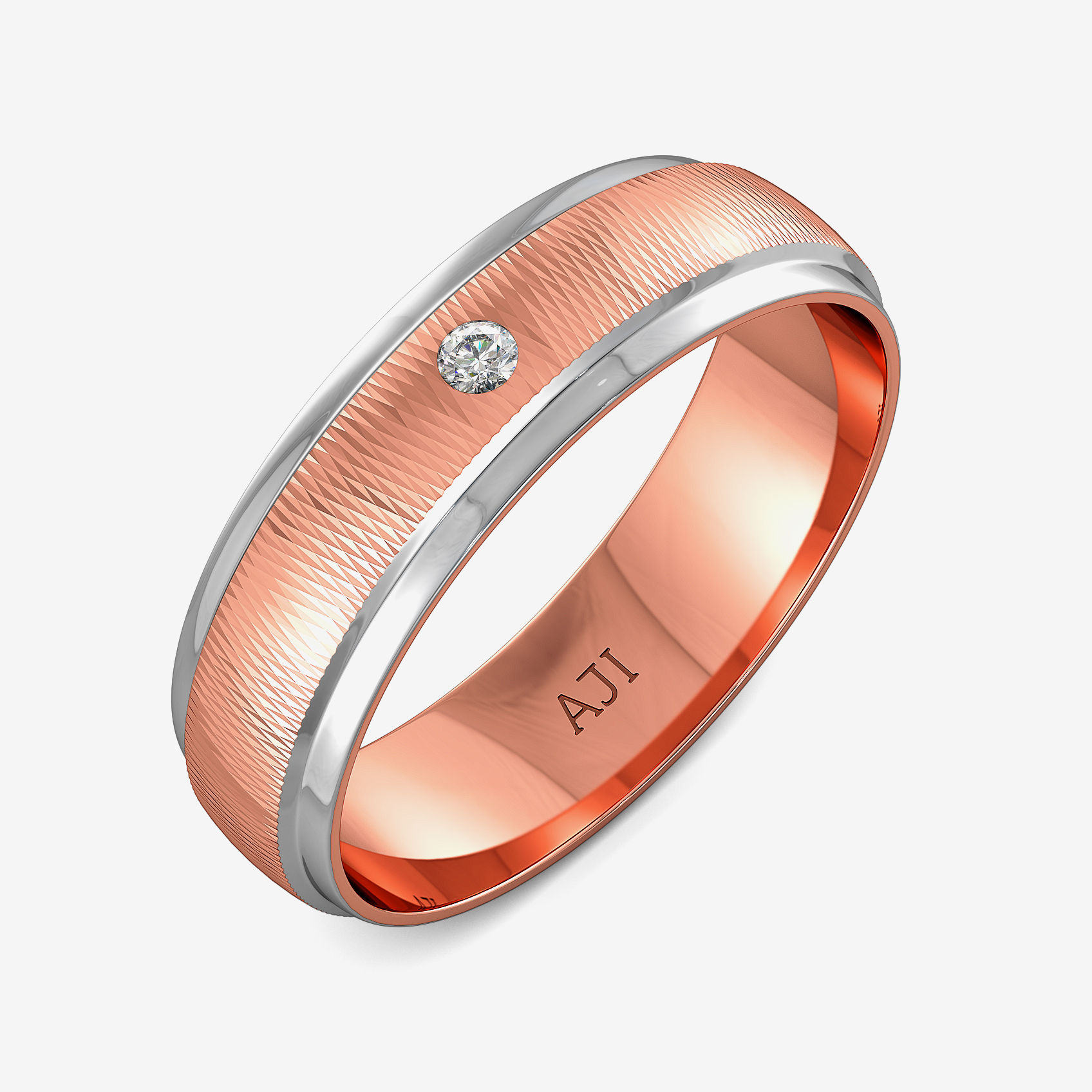 Luxurious Textured Diamond Mens Ring