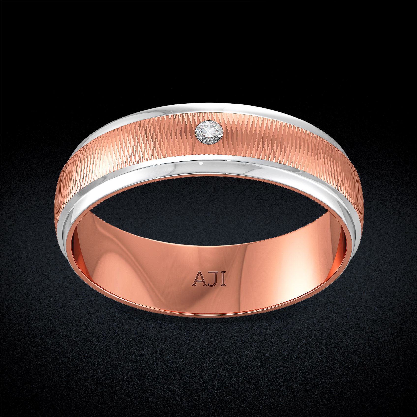 Luxurious Textured Diamond Mens Ring image