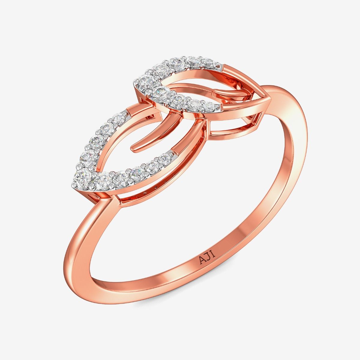 Twin Leaf Charm Diamond Ring