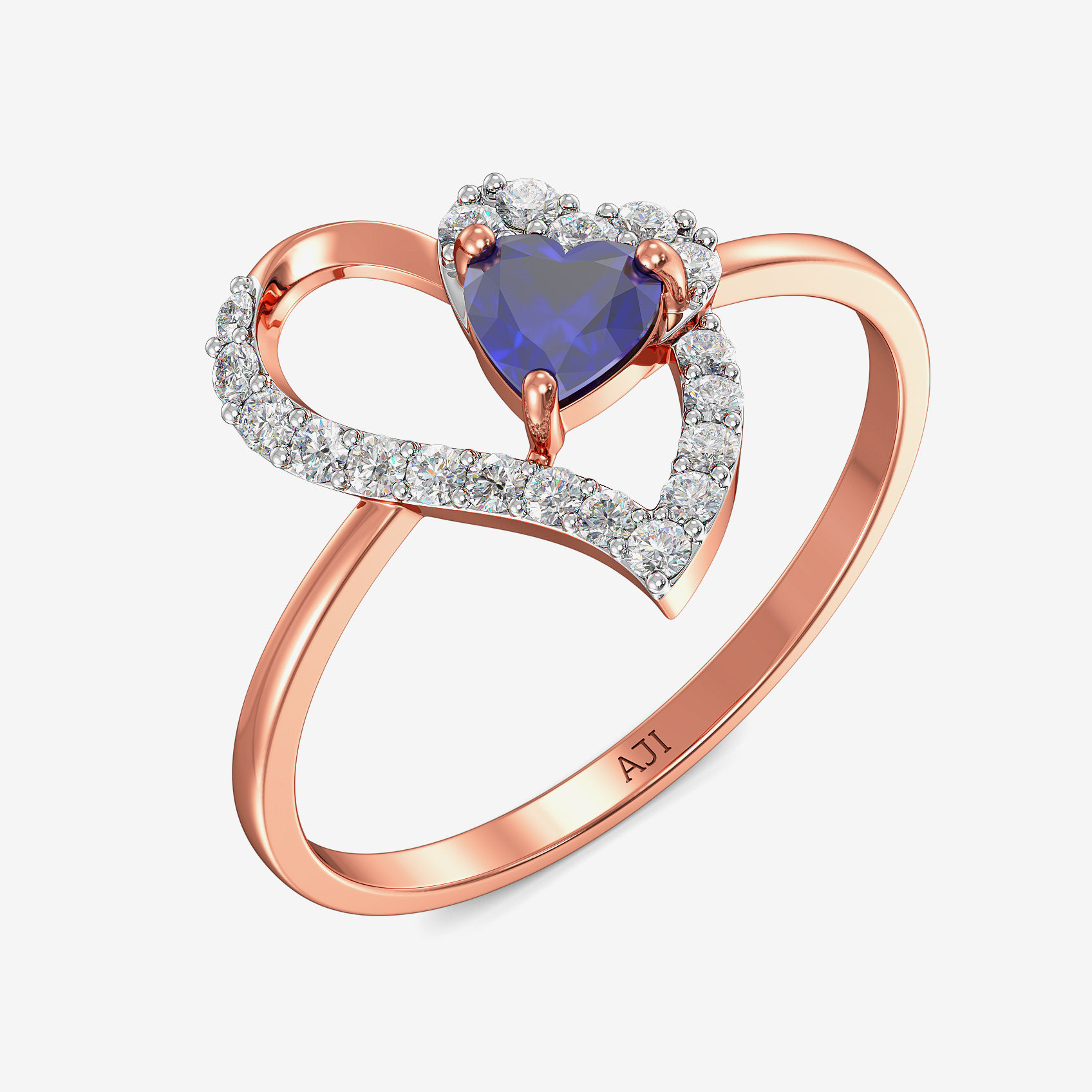 Radiant Blue Heart Diamond Ring