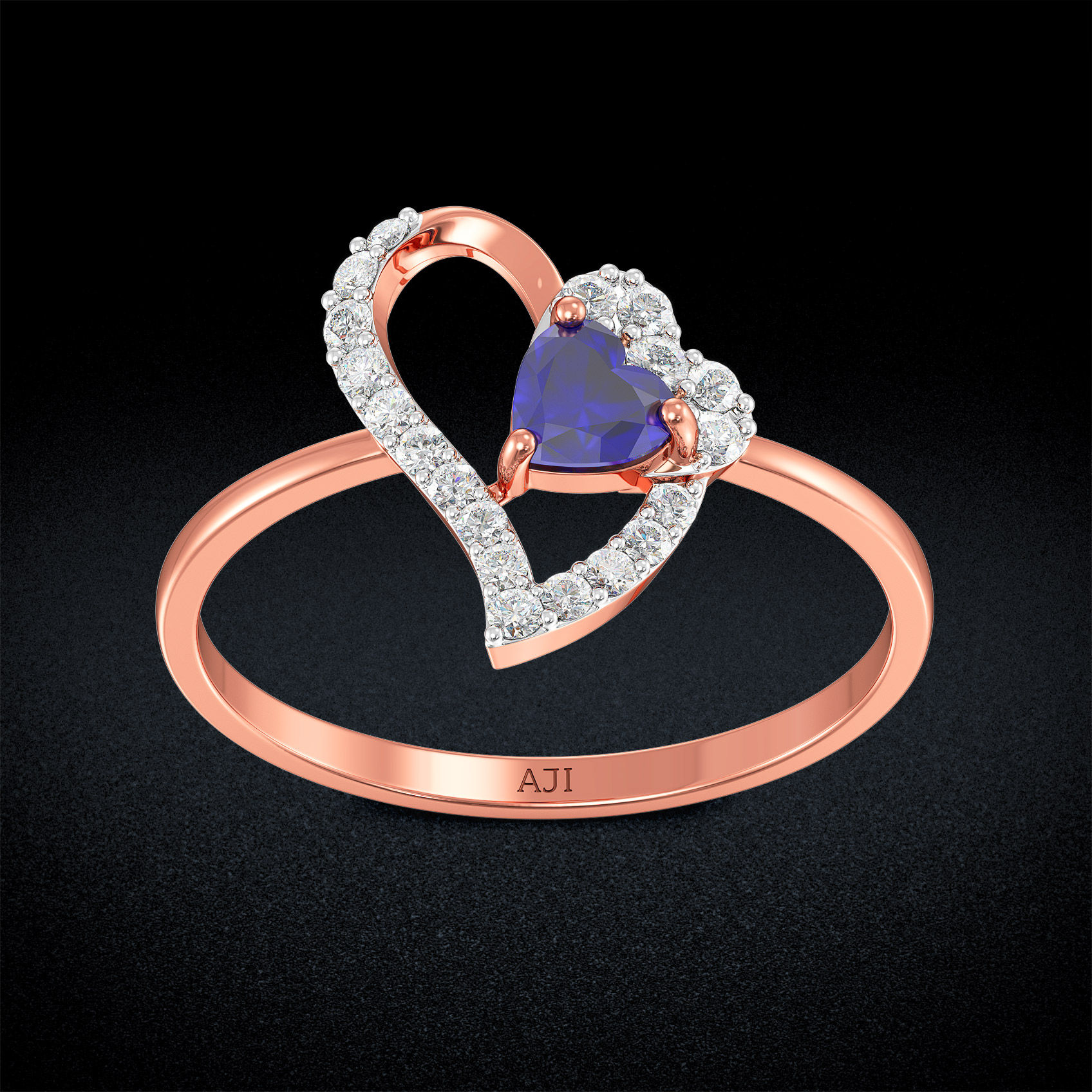 Radiant Blue Heart Diamond Ring image