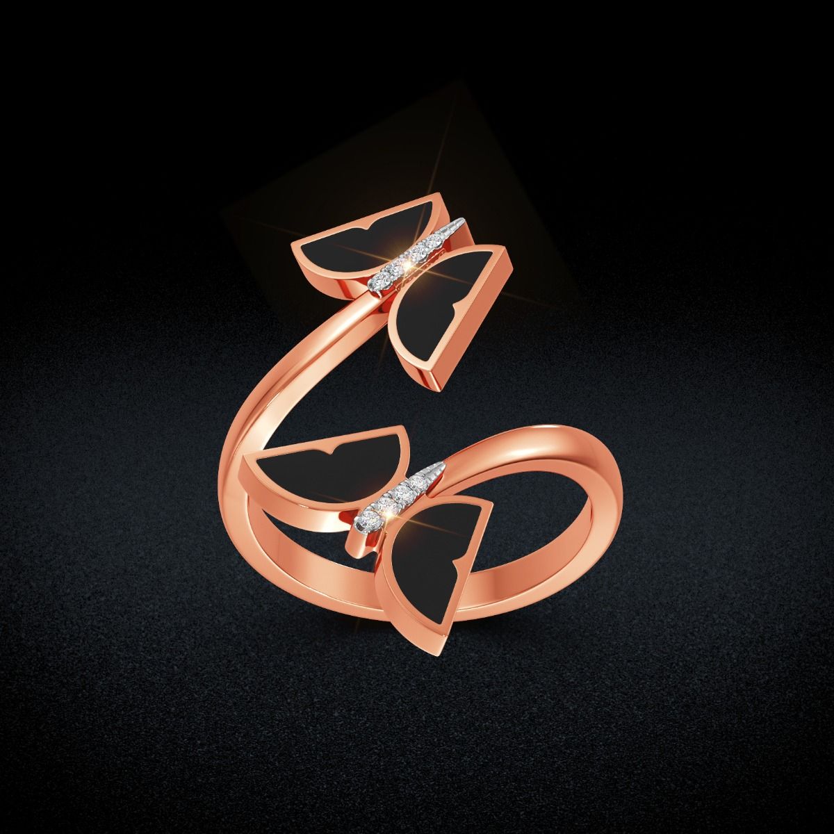 Black Flare Butterfly Diamond Ring image