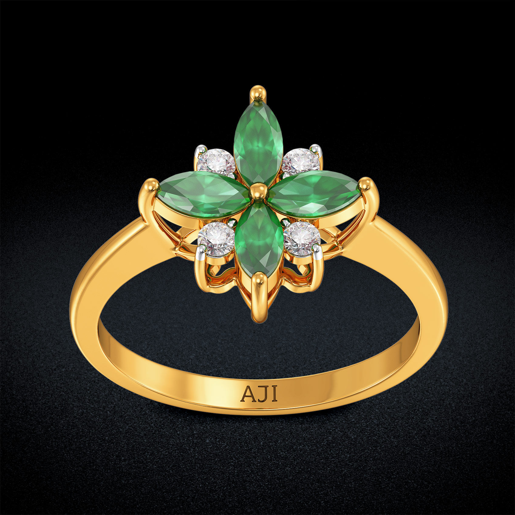 Petals of Emerald Diamond Ring  image