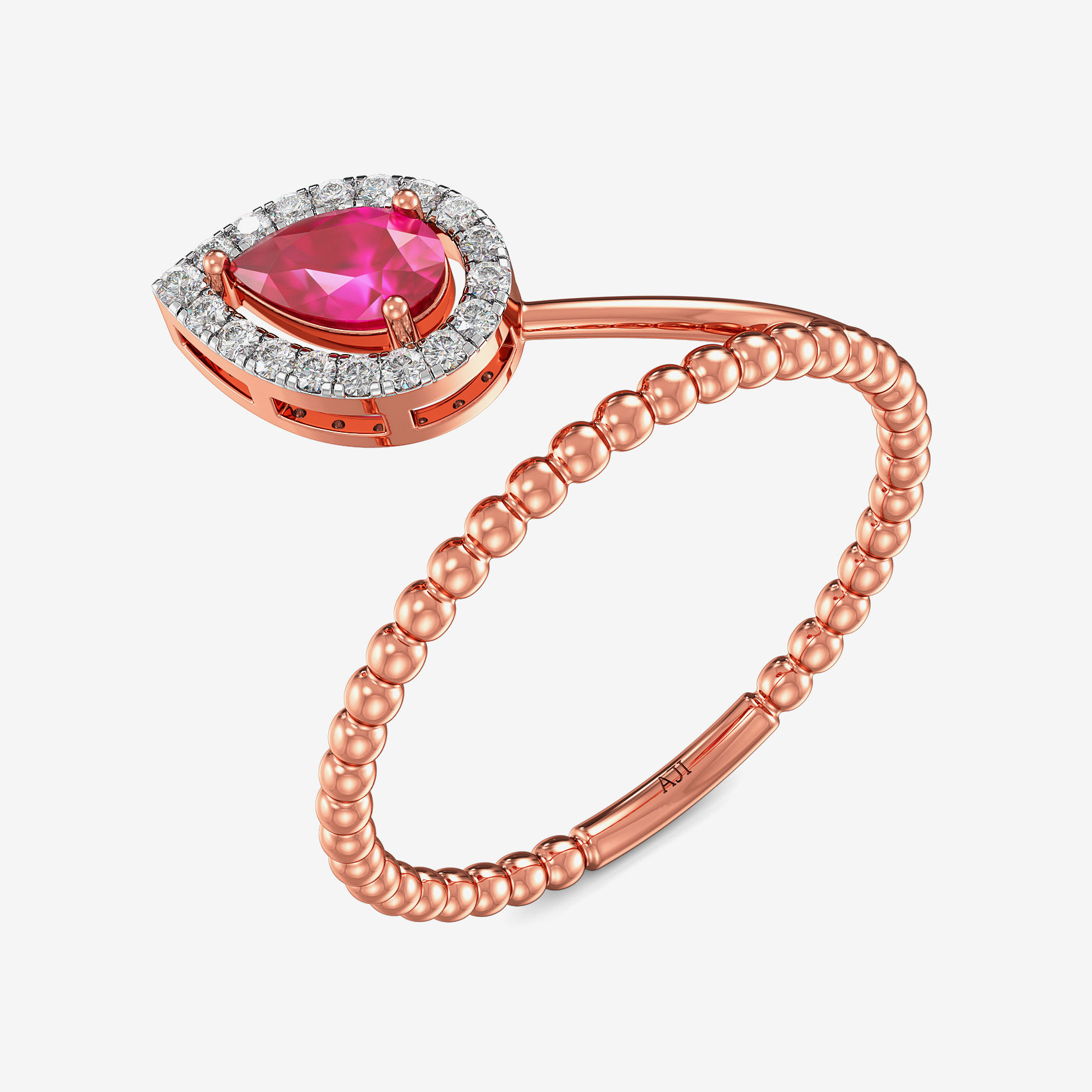 Ruby Leaf Elegance Diamond Ring