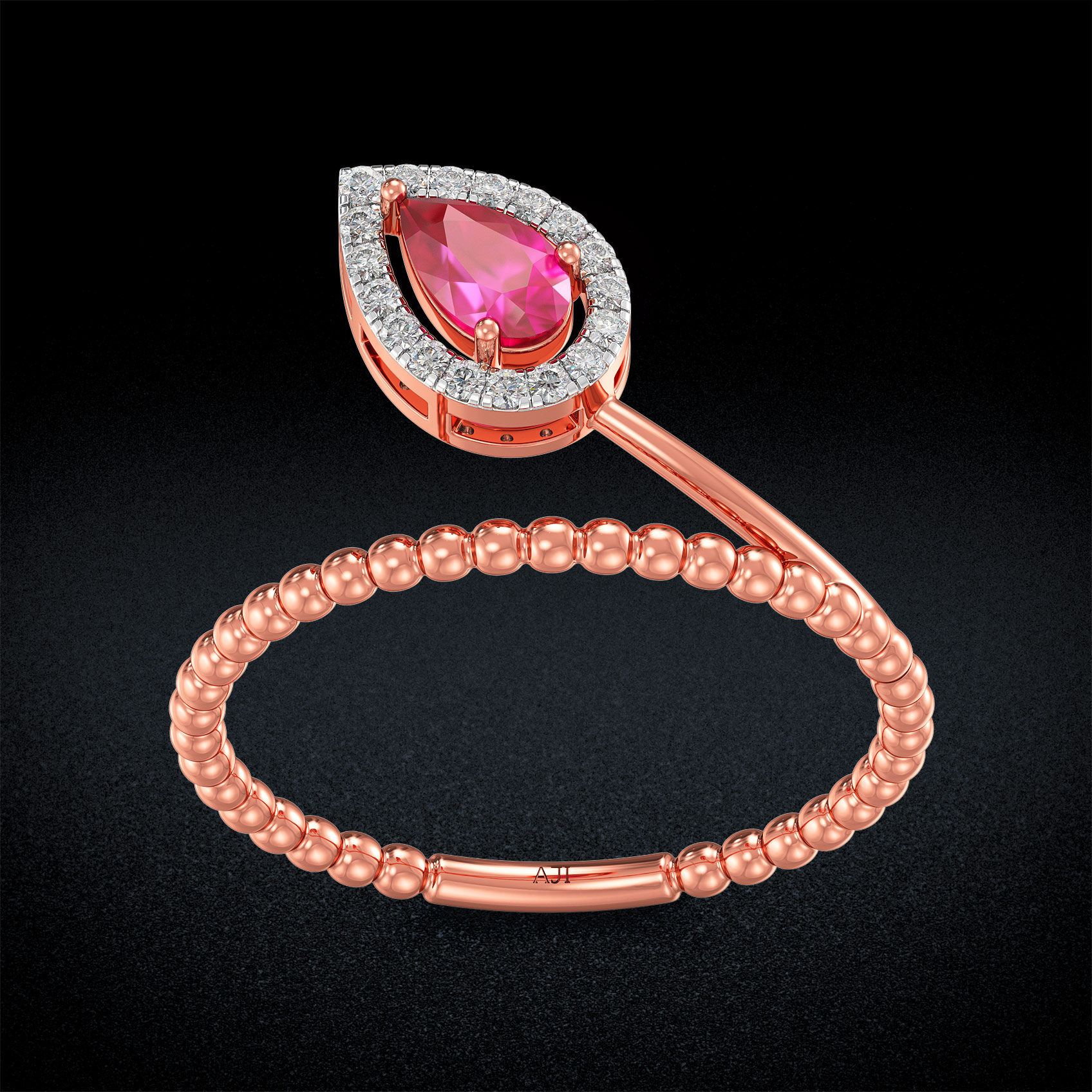 Ruby Leaf Elegance Diamond Ring image