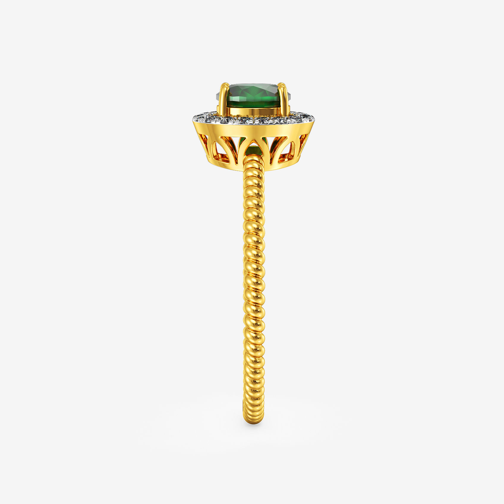 Oval Green Radiance Diamond Ring alternate view 1