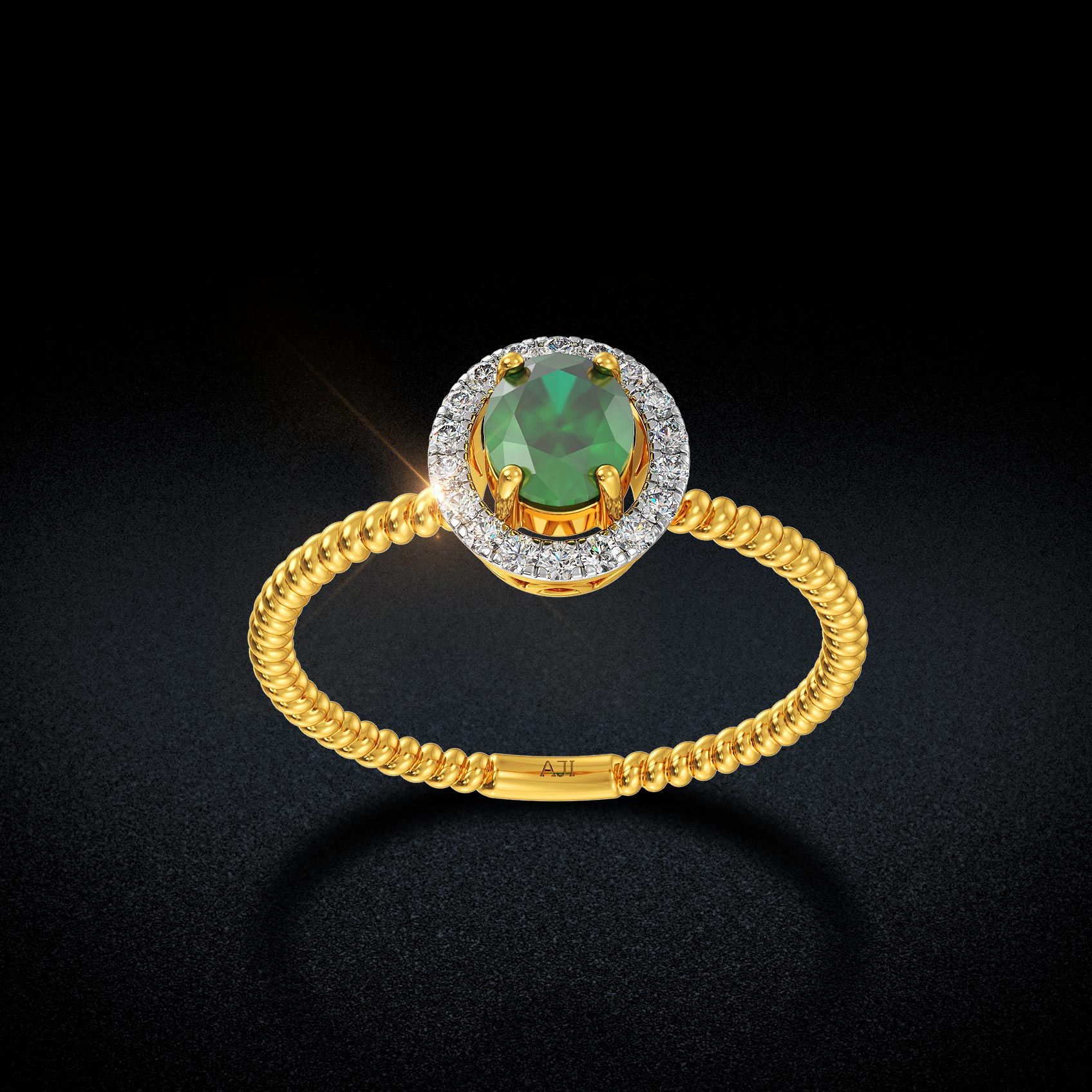 Oval Green Radiance Diamond Ring image
