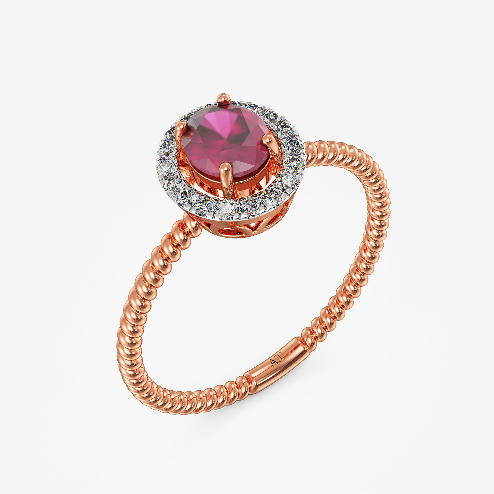 Oval Crimson Charm Diamond Ring 