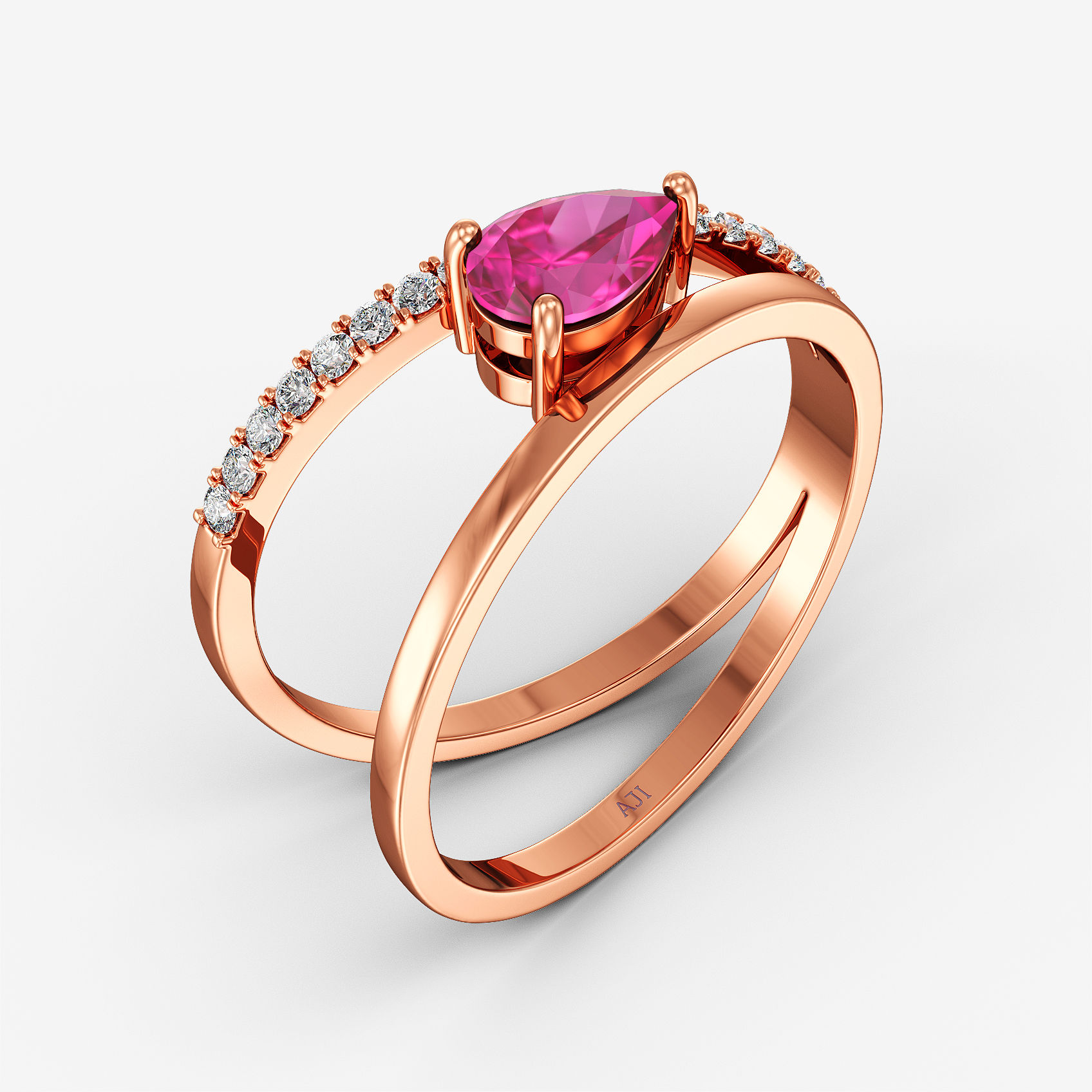 Ruby Fuse Diamond Ring