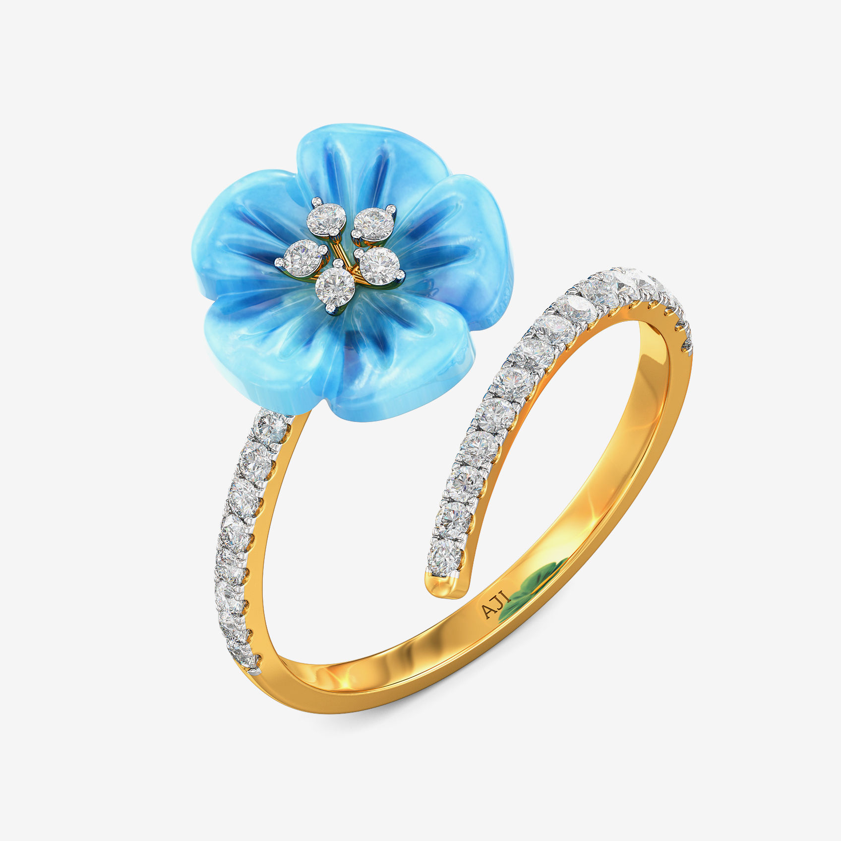 Blue Blossom Diamond Ring
