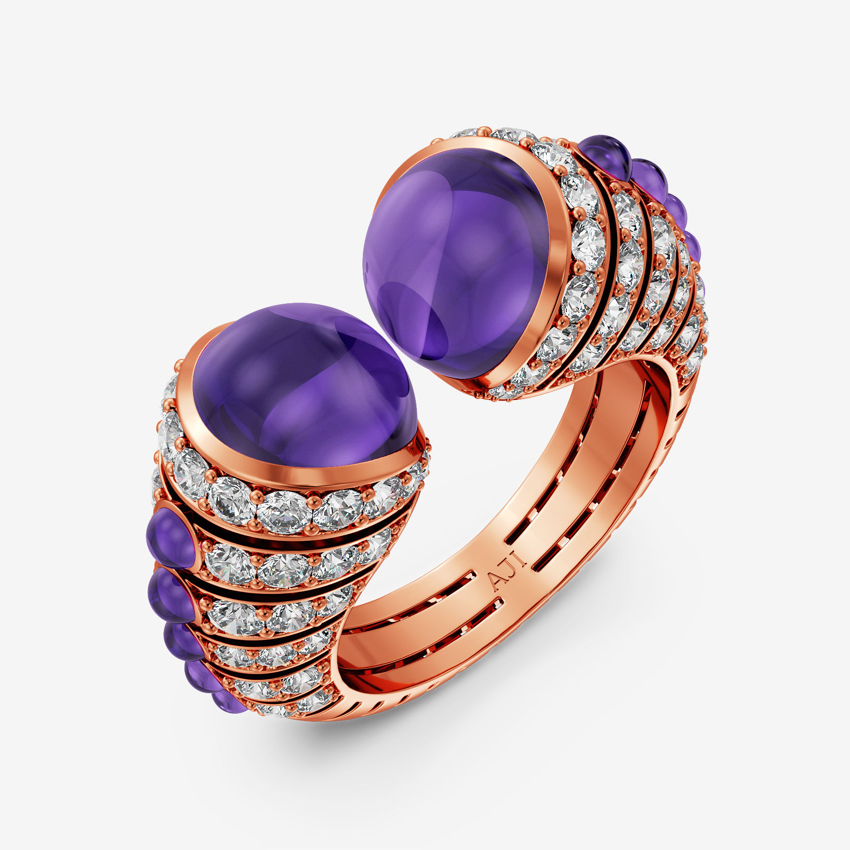 Amethyst Embrace Diamond Ring