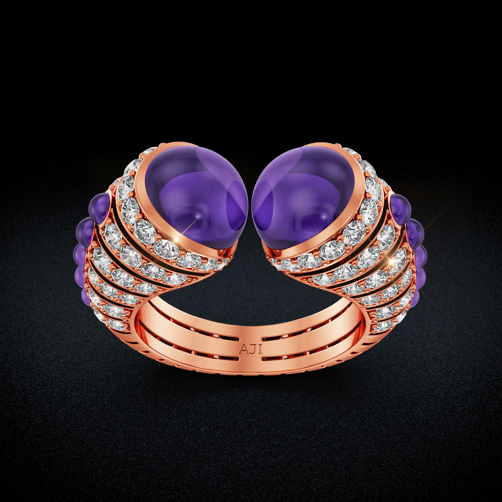 Amethyst Embrace Diamond Ring image