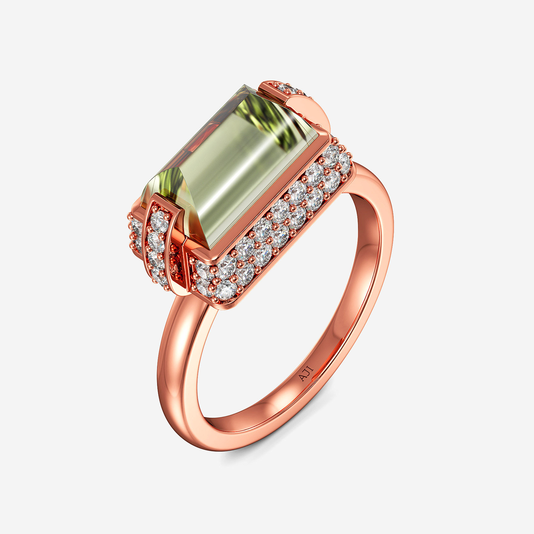 Green Amethyst Luxe Diamond Ring