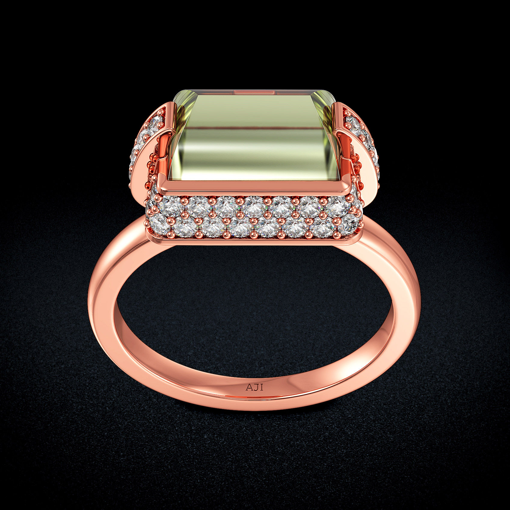 Green Amethyst Luxe Diamond Ring image