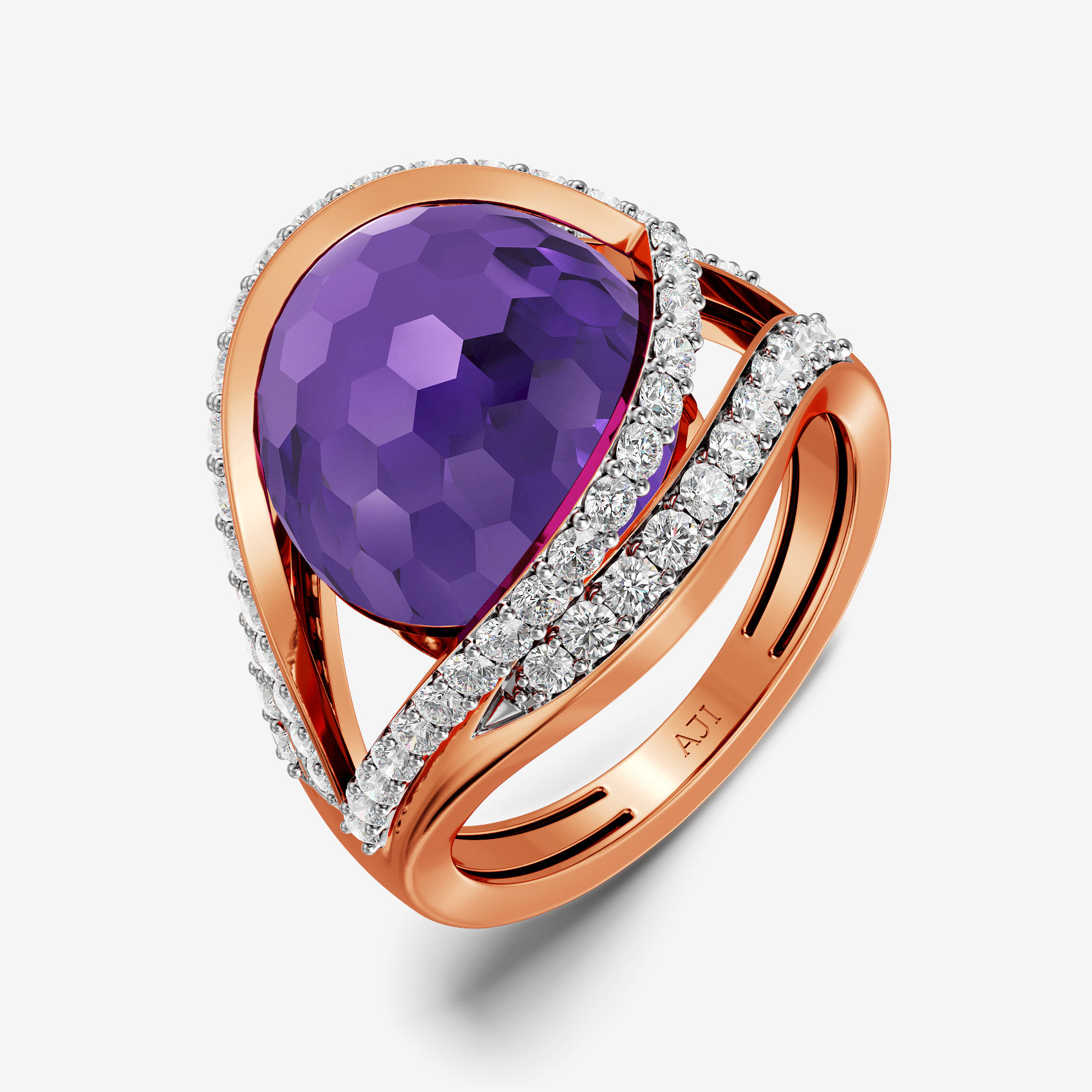 Eye of Amethyst Diamond Ring