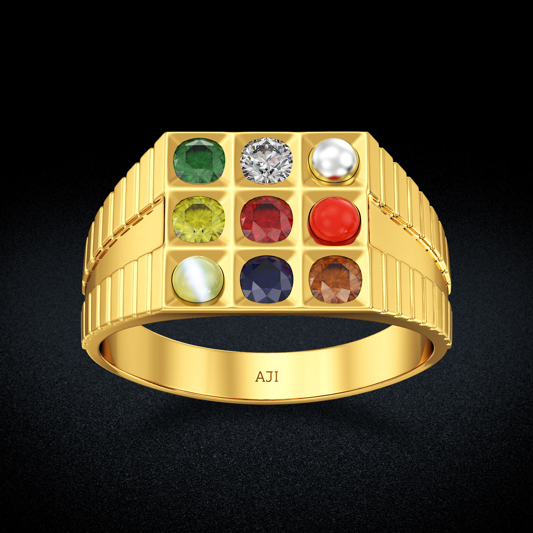 Eternal Elegance Navrathna Gold Ring image